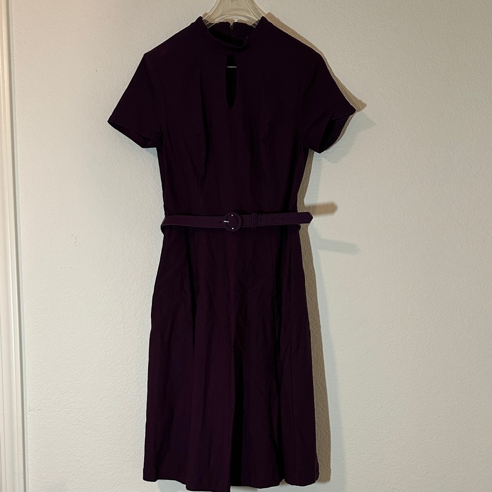 ModCloth Purple Belted Fit & Flare Dress – Size‎ M
